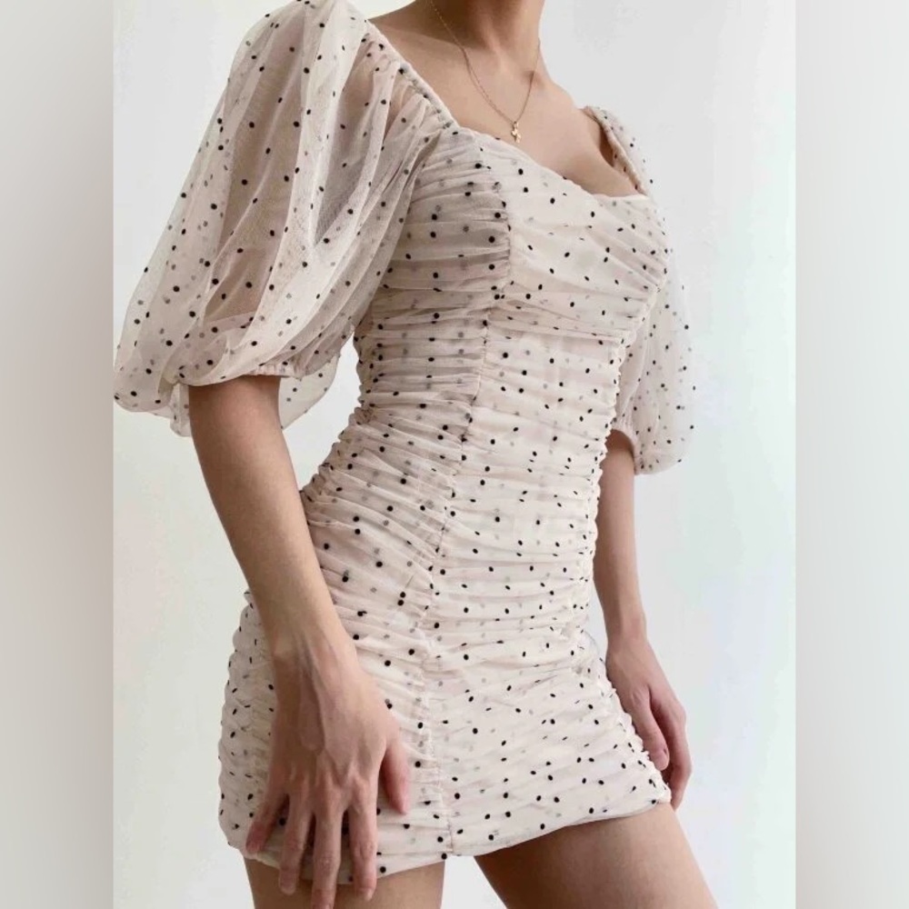 Zara Cream Polka Dot Mini Dress A0176